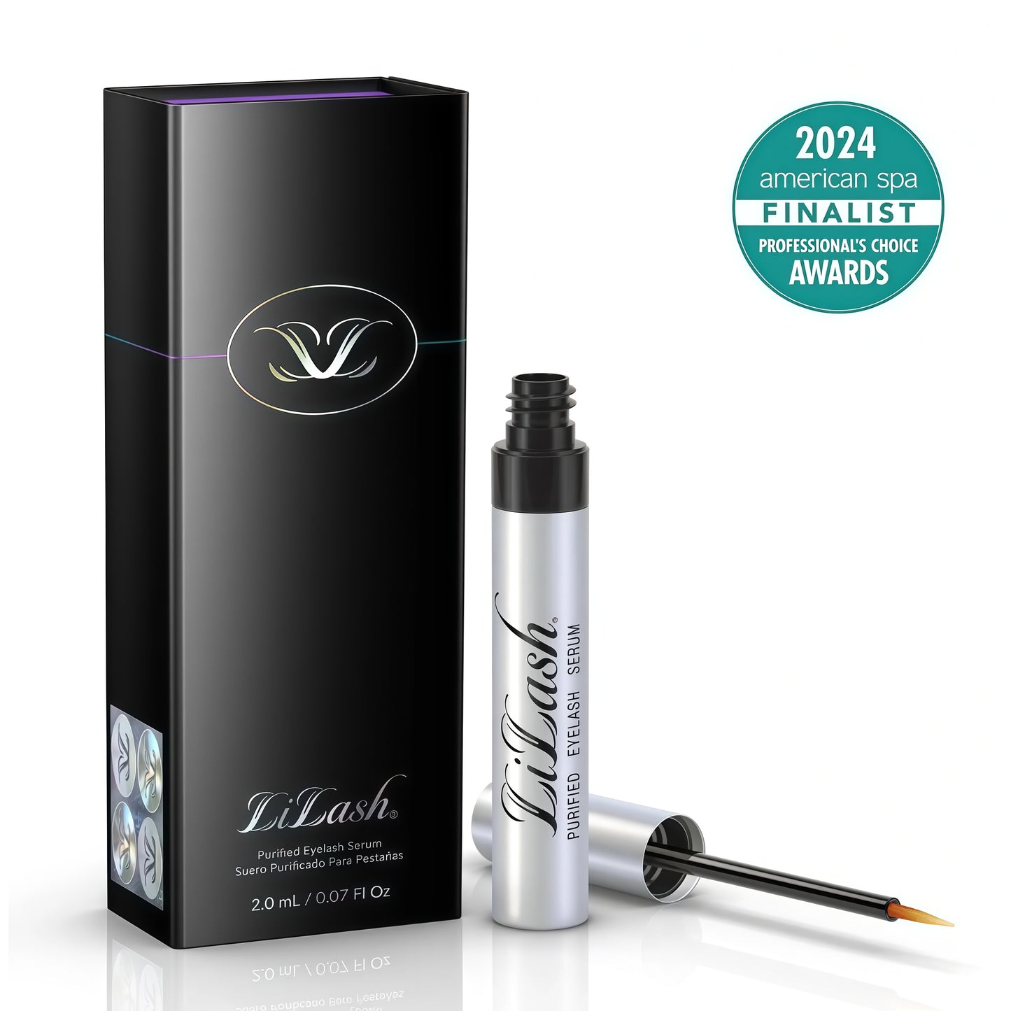 LiLash Purified Eyelash Serum to Grow Longer & Fuller-Looking Lashes - Eyelash Growth Enhancer, Safe for Use with Contacts, Lash Extensions, Sensitive Eyes - Vegan & Cruelty-free (2mL, 90-Day Supply)